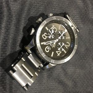 Nixon 48-20 Chrono Brushed Gun Grey Mens Watch